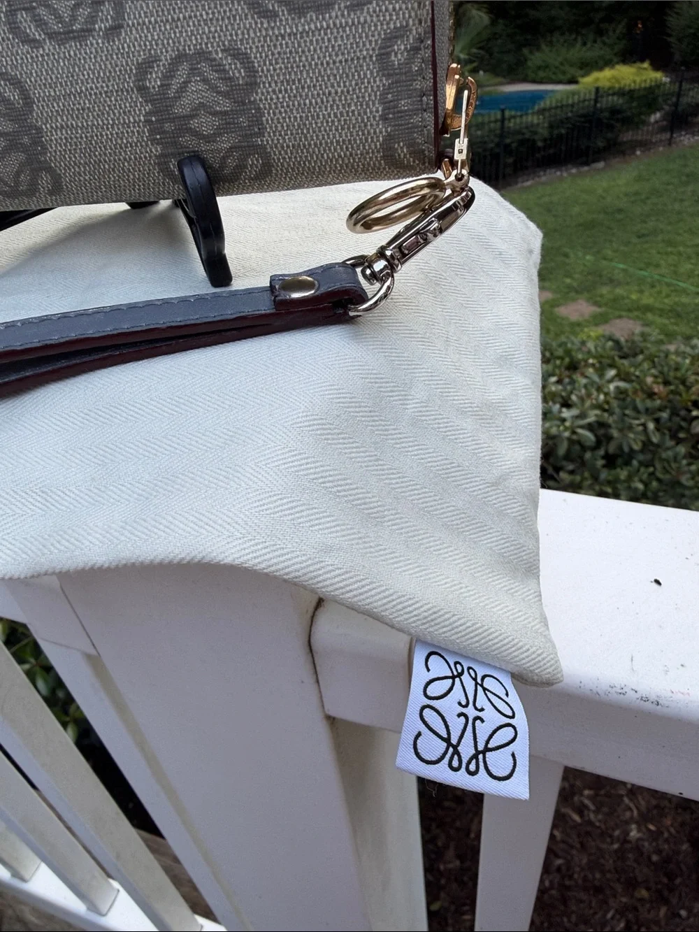 Loewe Vintage Beige and Gray Monogram Zip-Around Logo Wristlet Wallet